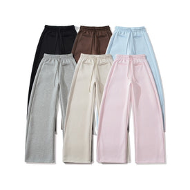 Drawstring elastic waist loose wide leg pants