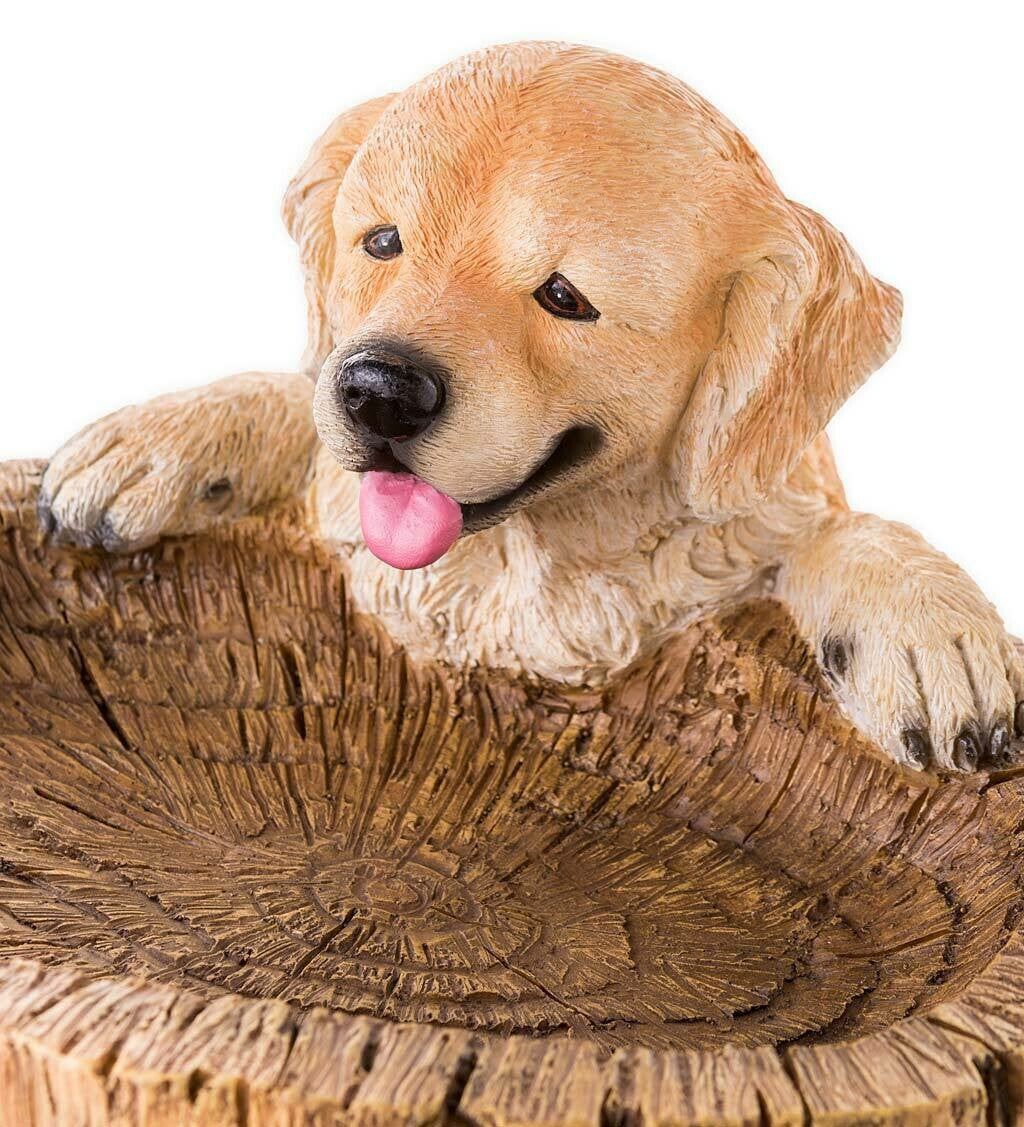 Puppy Tree Bird Drinking Water Ornament