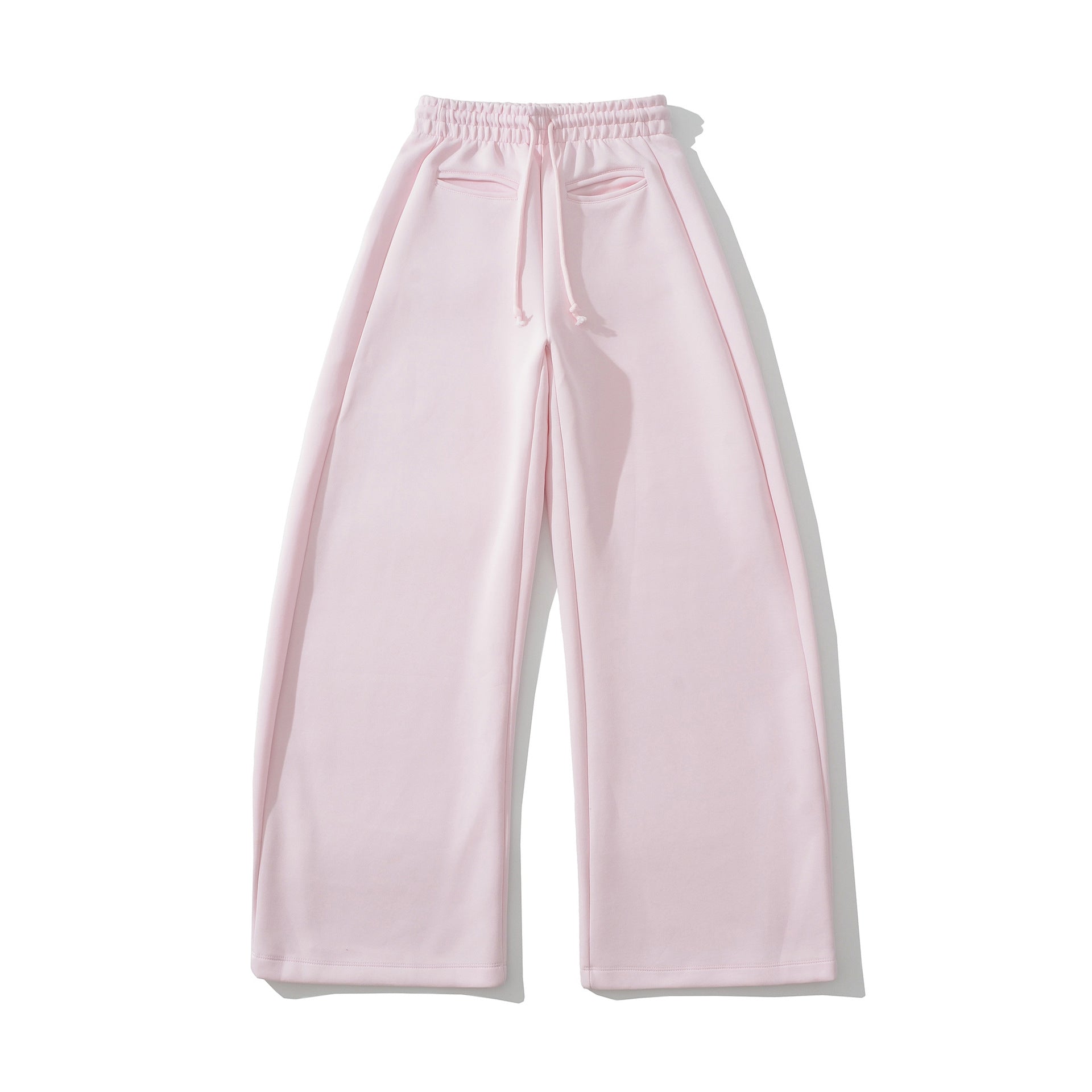 Drawstring elastic waist loose wide leg pants