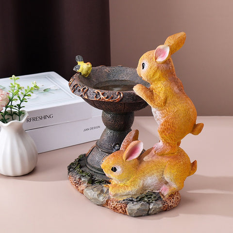 Image of Solar Resin Garden Decoration Rabbit Animal Statue