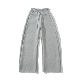 Drawstring elastic waist loose wide leg pants