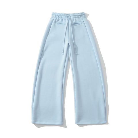 Image of Drawstring elastic waist loose wide leg pants