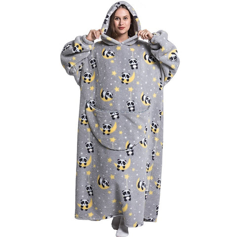 Image of Flannel Blanket with Sleeves Winter Hoodies