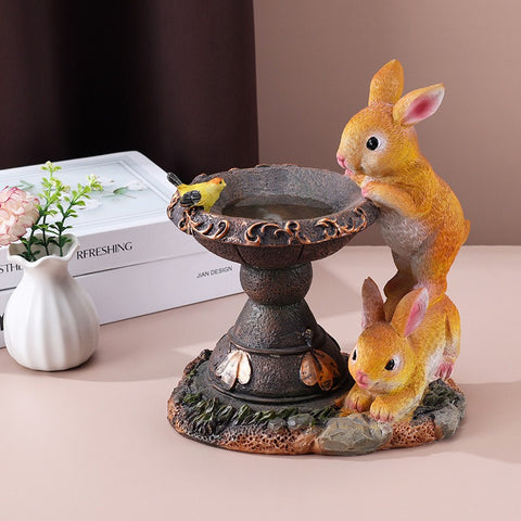 Image of Solar Resin Garden Decoration Rabbit Animal Statue