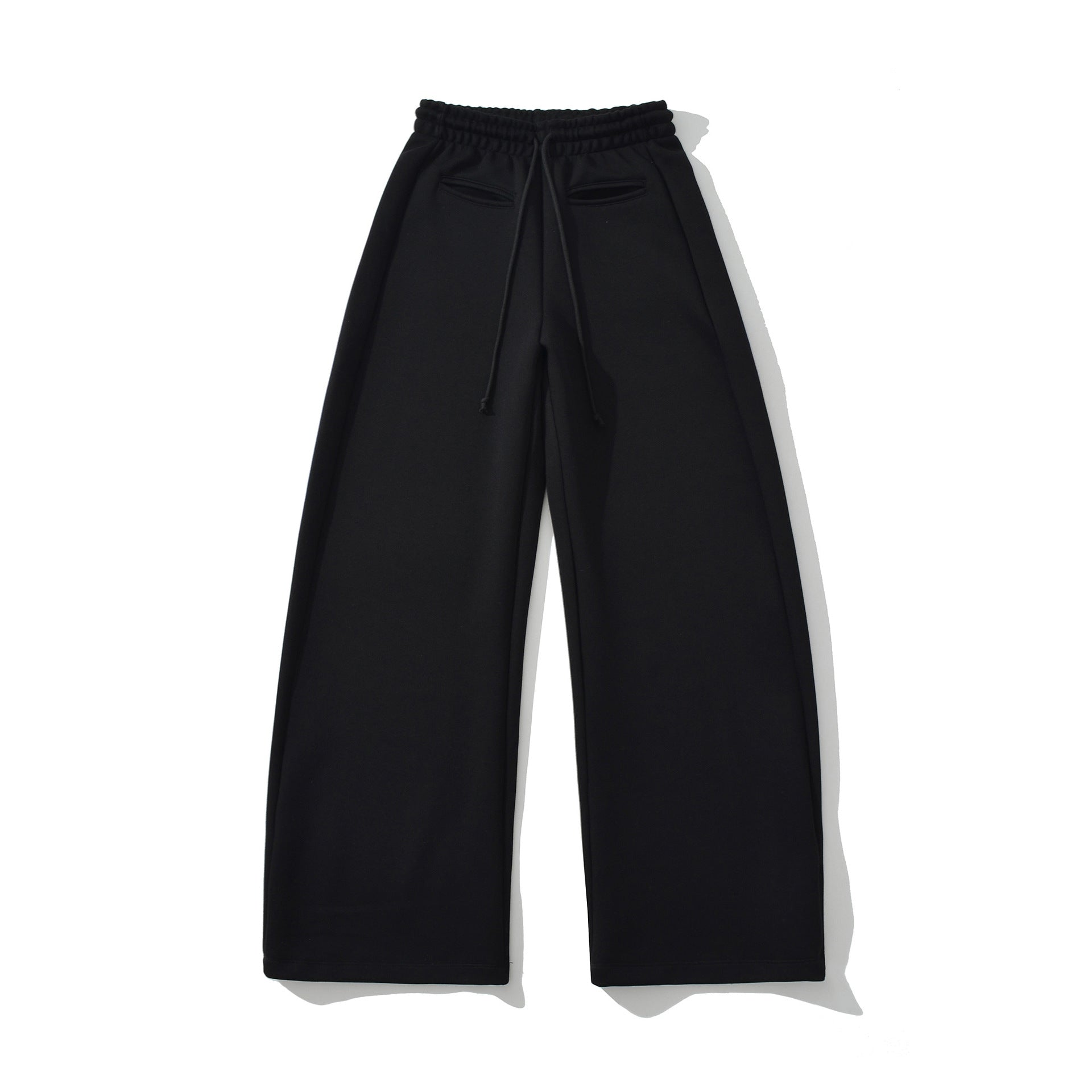 Drawstring elastic waist loose wide leg pants