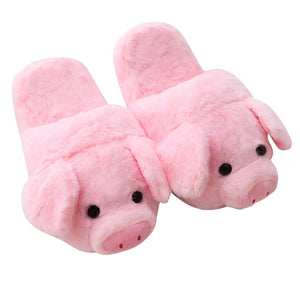 Winter Women Warm Indoor  Pink Pig Slippers