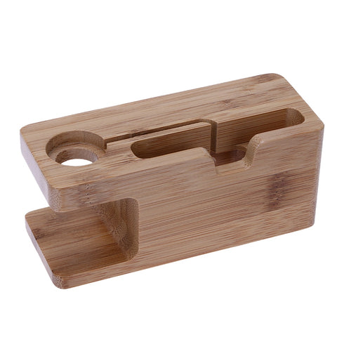 Image of Bamboo Charger Stand Base For Apple Watch and For iphone