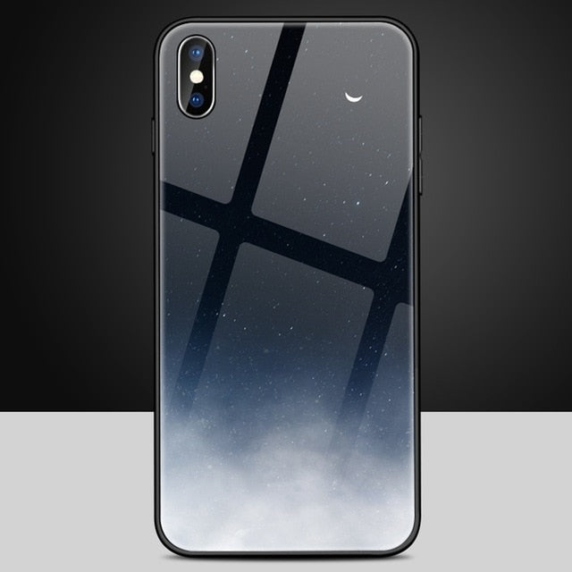 Tempered Glass Space Phone Case For iPhone