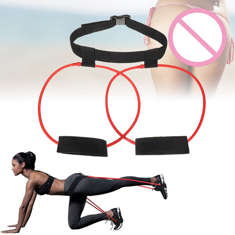 Image of Women Leg Glute Lifter Rubber Loop Exercise Yoga Fitness Workout.