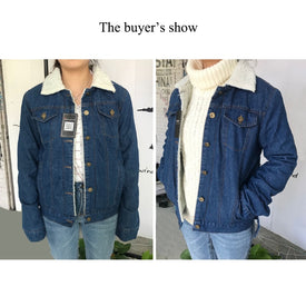 Long Sleeves Warm Jeans Coat Outwear Wide Denim Jacket
