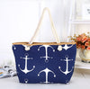 Straw Weave Printed Anchor Canvas Bag