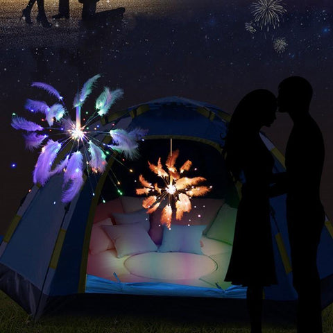Image of Hanging Starburst Fairy Feather Fireworks Light String 100 LED.
