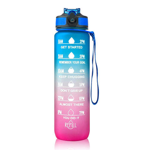 Image of Sports Straw Water Cup Tritan Gradient Bounce Cover Water Bottle