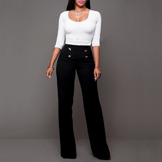 Wide Leg High Waist Casual Pants