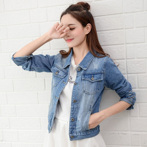 Image of Short Denim Jacket Casual Ripped.