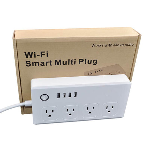 Image of WiFi Power Bar Multiple Outlet Extension Cord AC Plugs.