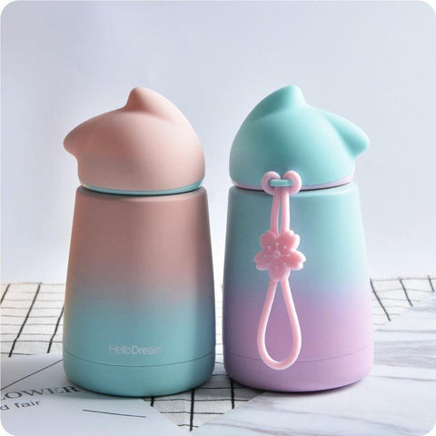 Image of Stainless Steel Water Bottle Coffee Milk Cute Water Bottle Girl Drinkware.