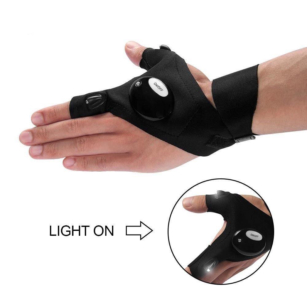 Fingerless Gloves with LED Light Waterproof Flashlight Gloves.