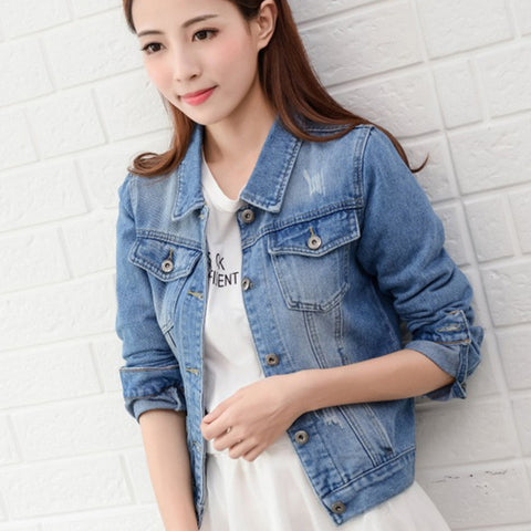 Image of Short Denim Jacket Casual Ripped.