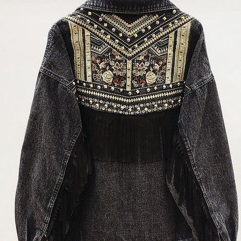 Image of Tassel Embroidered Denim Jacket