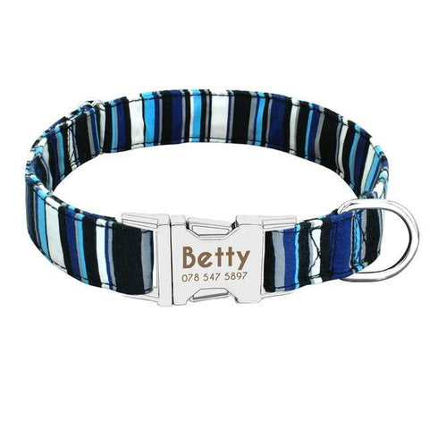 Image of Dog Collar Personalized Nylon Pet Dog Tag Collar Custom Nameplate.