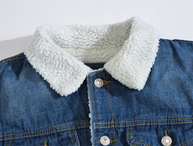 Winter Men's Casual Denim Jacket Plus Velvet Warm Cotton Coat.