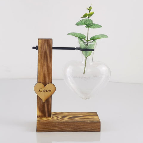 Image of Creative Love Hydroponic Transparent Glass Vase