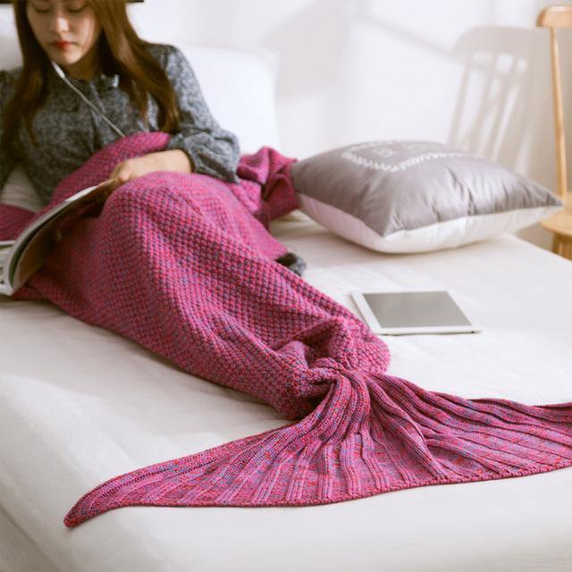 Mermaid Tail Blanket Handmade Knitted.