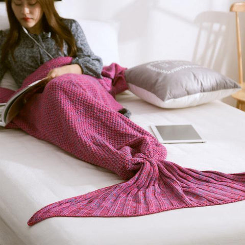 Image of Mermaid Tail Blanket Handmade Knitted.