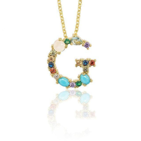 Image of Multicolor charm Gold pendant Necklace.