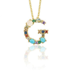 Multicolor charm Gold pendant Necklace.