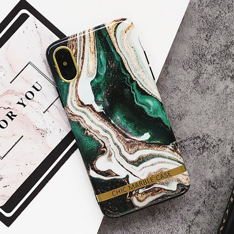 Image of Artistic Agate Marble Gold Bar Phone Case For iphone