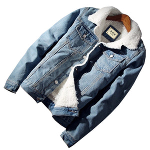 Men Jacket and Coat Warm Denim Jacket.