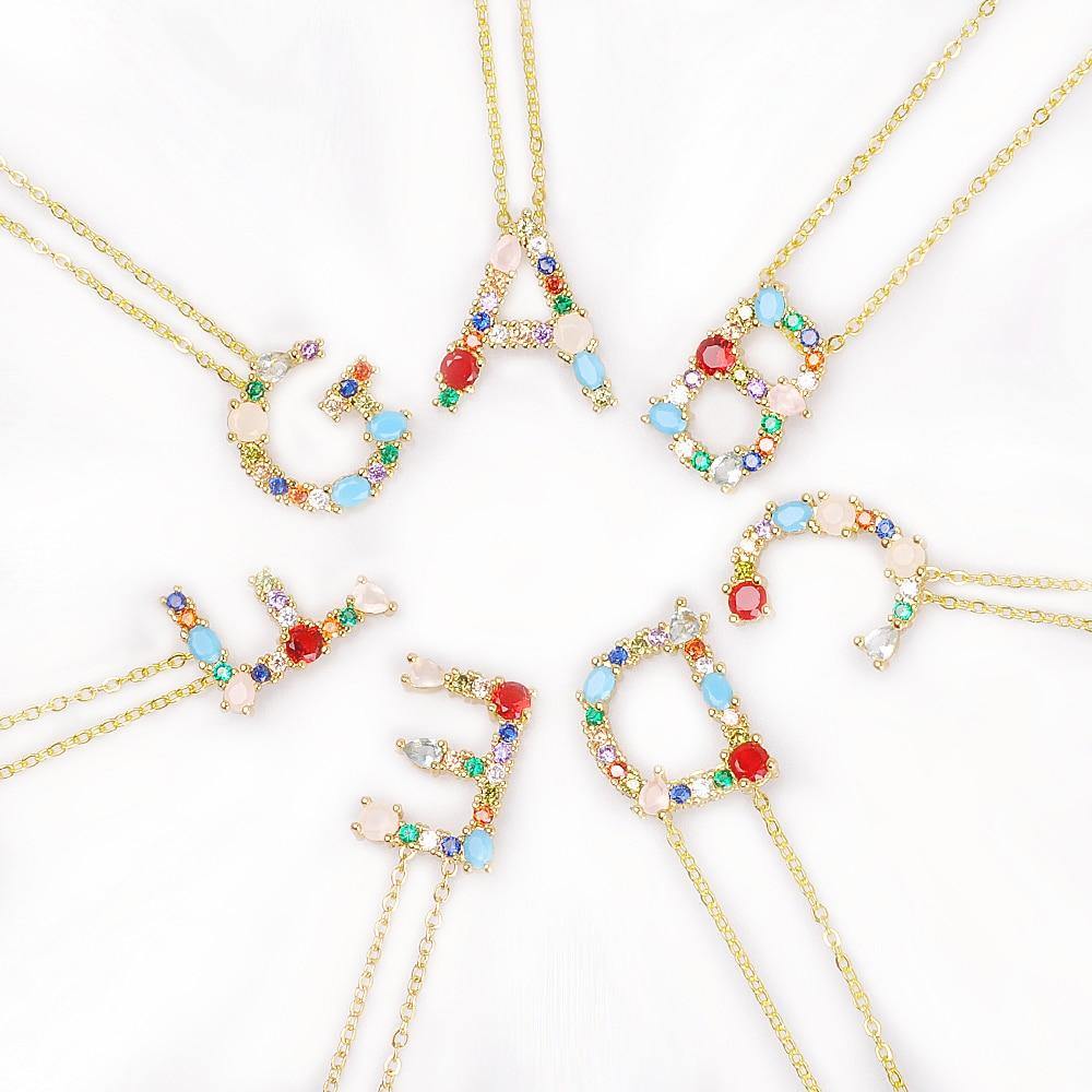 Multicolor charm Gold pendant Necklace.