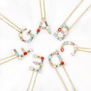 Multicolor charm Gold pendant Necklace.