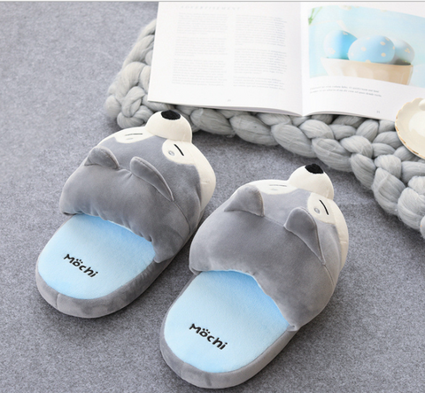 Image of Cute Shiba Inu Shoes Women's Soft Short Furry Plush Slippers