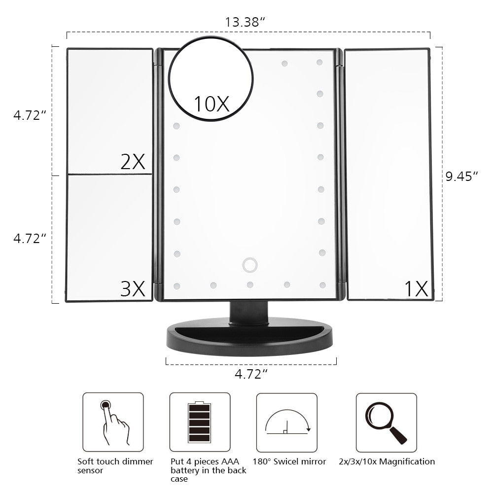 LED Touch Screen Makeup Mirror
