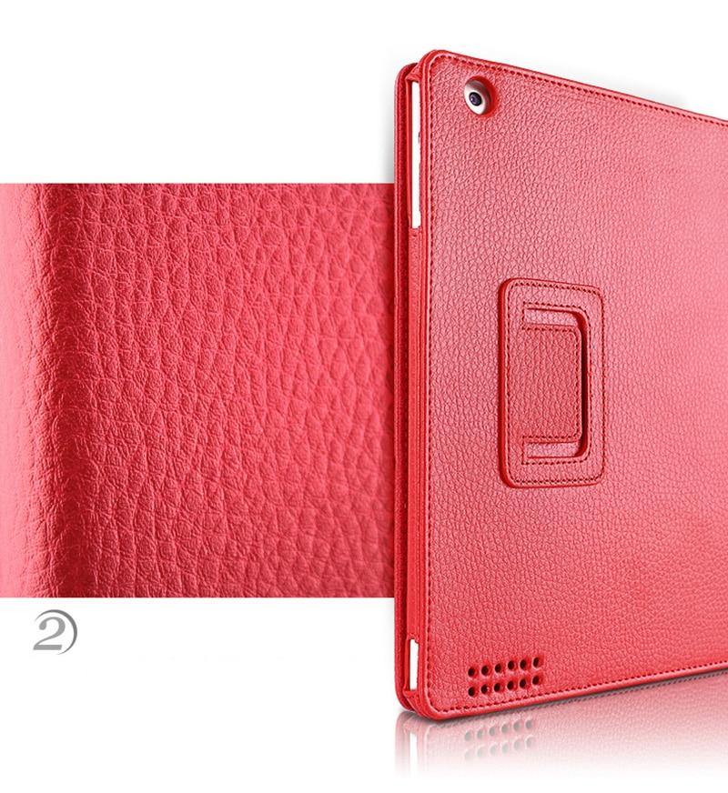 Auto Flip Litchi PU Leather Cover For New ipad.