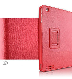 Auto Flip Litchi PU Leather Cover For New ipad.