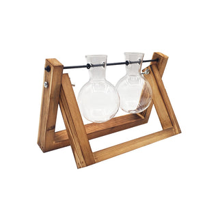 Hydroponic Plant Transparent Vase Wooden Frame