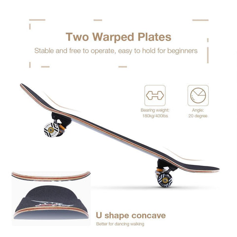 Image of PUENTE 608 ABEC - 9 Adult Four-wheel Double Maple Skateboard.