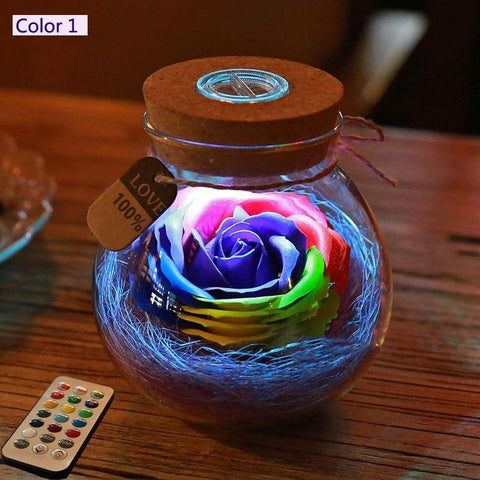 Image of LED Rose Flower Bottle Light.