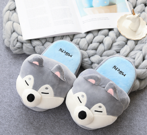 Image of Cute Shiba Inu Shoes Women's Soft Short Furry Plush Slippers