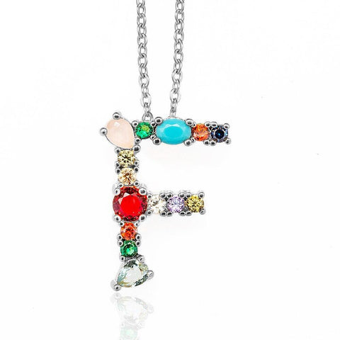 Image of Multicolor charm Gold pendant Necklace.