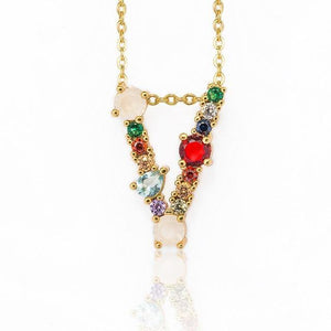 Multicolor charm Gold pendant Necklace.