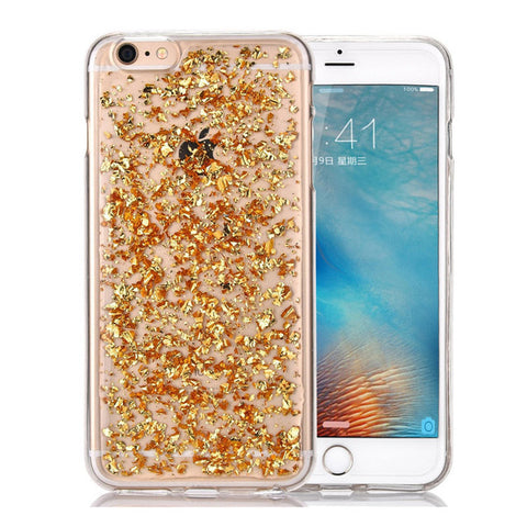 Image of Luxury Gold Foil Bling Marble Phone Case For iPhone.