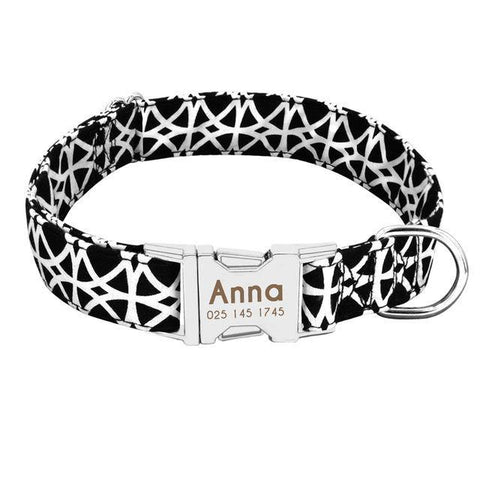 Image of Dog Collar Personalized Nylon Pet Dog Tag Collar Custom Nameplate.