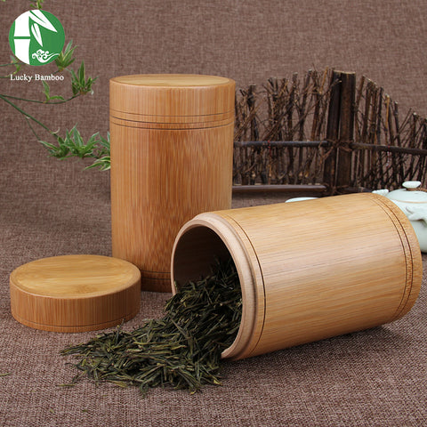 Image of Bamboo Storage Bottles Jars Wooden Small Box Containers