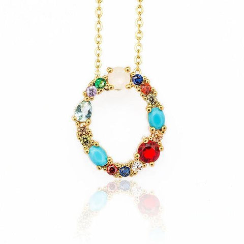 Image of Multicolor charm Gold pendant Necklace.