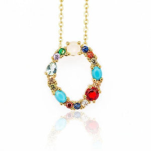 Multicolor charm Gold pendant Necklace.